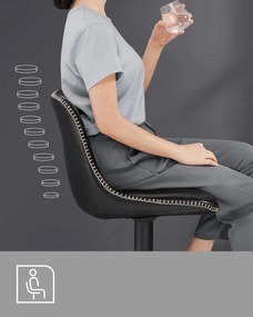 Sada 2 barových stoličiek s nastaviteľnou výškou, otočná kuchynská stolička, čierne