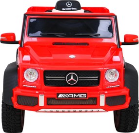 Ramiz Mercedes G63 AMG Auto na batérie Červené + diaľkové ovládanie + 6 EVA kolies + pomalý štart + MP3 LED