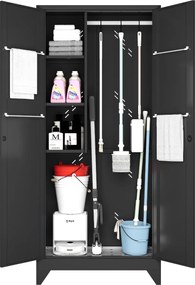 Kovová viacúčelová skriňa, 1930 x 860 x 420 mm, čierna