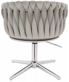 LuxuryForm DESIGN Stolička NORDEN VELUR na striebornom kríži - svetlo šedá