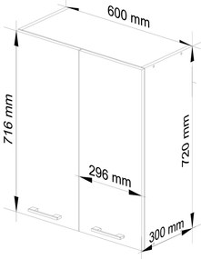 Horná kuchynská skrinka Ozara W60 H720 (biela + grafit lesk). Vlastná spoľahlivá doprava až k Vám domov. 1071200