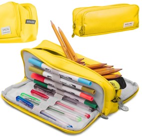 KIK Školský peračník trojité vrecúško vanity prípad 3v1 žltá