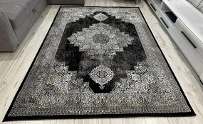 HU Čierny orientálny koberec Glamour 27216-Siyach Rozmer: 80x150 cm