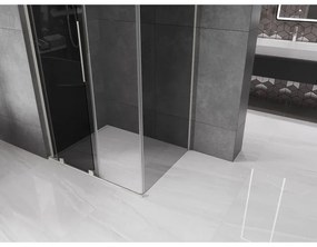 Mexen Velar L, sprchový kút s posuvnými dverami 100 x 70 cm, 8mm šedé sklo, brúsená oceľ, 871-100-070-43-97