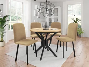Jedálensky set so 4 stoličkami Kirtore M 90, Farby:: Amor Velvet 4302, Farby:: sivý mramor / čierna