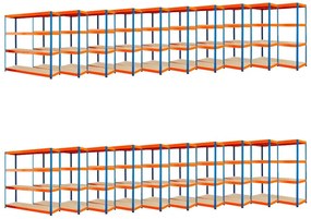 Fistar !!! Akčný balíček : 20x Regál 1680x1600x500 mm PROFESIONÁLNY lakovaný 4-policový, nosnosť 1600kg - MODRO-ORANŽOVÝ