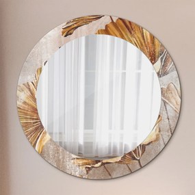 Okrúhle ozdobné zrkadlo Zlaté listy fi 60 cm