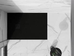 Mexen Stone+, obdĺžniková vanička z minerálneho kompozitu 90 x 80 cm, čierna, čierna krytka, 44708090-B