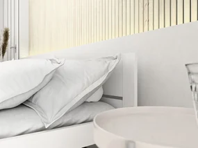 Posteľ IKAROS DOUBLE 160 x 200 cm, biela Rošt: S lamelovým roštom, Matrac: Matrac DELUXE 10 cm