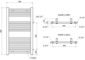Mexen Mars, vykurovacie teleso 900 x 500 mm, 370 W, bočné pravé a spodné pripojenie, biela, W110-0900-500-00-20-S