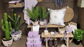 Fialová dekoračné girlanda levandule - 7 * 2 * 100cm