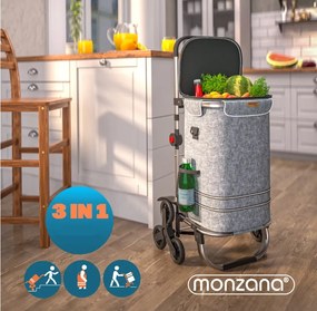 Monzana Nákupná taška na kolieskach do schodov COMFORT,50l, šedá