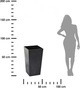 PLASTOVÝ KVETINÁČ PORTO 68X35X35 CM IMITÁCIA BETÓNU ČIERNA