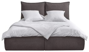 Tmavosivá čalúnená dvojlôžková posteľ s úložným priestorom a roštom 180x200 cm Garancia – Bobochic Paris