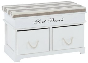 Lavica s vankúšom, 2 šuplíky, biela/svetlohnedá, SEAT BENCH 1 NEW