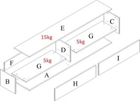 Závesná TV skrinka Asko Living, 135 cm, dub artisan/antracit