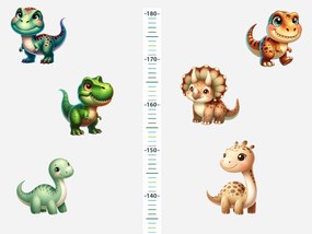 Detský meter s motívom dinosaurov textilní prelepiteľné nálepky na stenu výška 160 cm
