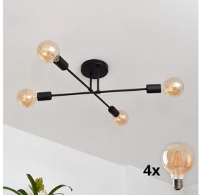 Helam LED Prisadený luster CAMBRIDGE 4xE27/8W/230V čierna W-2022/4 BK/H