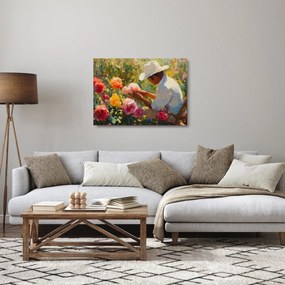 Sklenený obraz - Záhradník (70x50 cm)