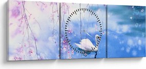 Obraz - Magické jazero (s hodinami) (90x30 cm)