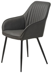 Tmavosivé čalúnené jedálenské kreslá v súprave s podrúčkami 2 ks Nolan Stripe – Unique Furniture