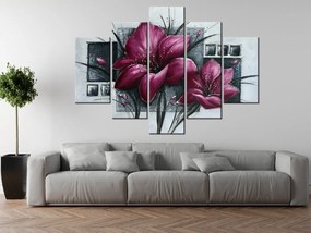 Gario Ručne maľovaný obraz Nádherná magnólia - 5 dielny Rozmery: 100 x 70 cm