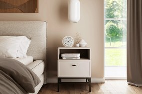 Nočný stolík Lorini 45 cm na stojane - kašmírová / čierna úchytka T