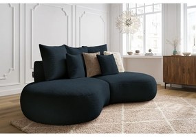 Tmavomodrá pohovka z textílie bouclé 260 cm Saint-Germain – Bobochic Paris