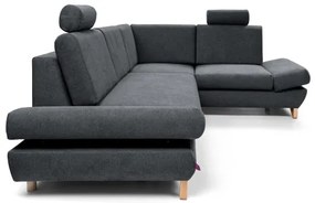 Rozkladacia rohová čalúnená sedacia súprava AVESTA, pravá, s úložným priestorom do tvaru L, antracit
