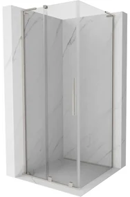 Mexen Velar L, sprchový kút s posuvnými dverami 120 x 120 cm, 8mm číre sklo, brúsená oceľ, 871-120-120-03-97