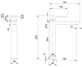 OMNIRES SL7712CR - Umývadlová batéria SLIDE 27,8 cm lesklý chróm