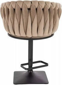 LuxuryForm DESIGN Barová stolička NORDEN VELUR na čiernej hranatej podstave - latte