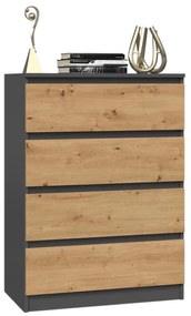 Komoda Musecalo 2 (antracit + dub artisan). Akcia -23%. Vlastná spoľahlivá doprava až k Vám domov. 1132787