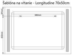 LED zrkadlo Longitudine 70x50cm studená biela - diaľkový ovládač Farba diaľkového ovládača: Čierna