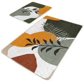 Zelené zamatové kúpeľňové predložky v súprave 2 ks 60x100 cm Illustrated Autumn – Mila Home