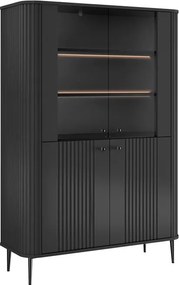 Vitrína Vesper 103 cm štvordverová - čierna / čierne nohy