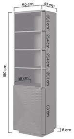 Regál Asha 50 cm - artisan / čierny mat