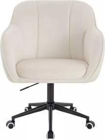 LuxuryForm DESIGN Stolička AVOLA VELUR na čiernej podstave s kolieskami - biela