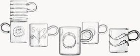 Ručne vyrobené šálky na espresso z borosilikátového skla Deco' Clear, 6 ks
