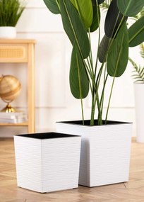 PLASTOVÝ KVETINÁČ FLORE RIFLO SADA 2KS 30X30 CM+25X25 CM BIELA