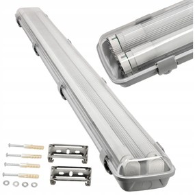 BERGE Hermetické svietidlo 120cm + 2x LED trubica - neutrálna biela
