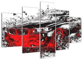 Obraz - Maľované auto v akcii (150x105 cm)