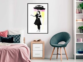 Artgeist Plagát - Girl with Umbrella [Poster] Veľkosť: 40x60, Verzia: Zlatý rám s passe-partout