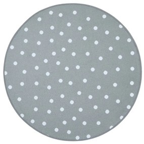 Vopi koberce Kusový detský koberec Puntík šedý kruh - 100x100 (priemer) kruh cm