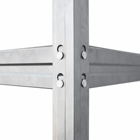 BULLRACK RIVET bezskrutkový kovový regál s drevenou DTD policou, 200x200x60 cm, 4 police, 600 kg na policu, zinok