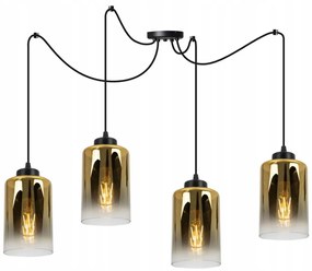 Závesné svietidlo Hella Spider, 4x sklenené tienidlo (mix 3 farieb)