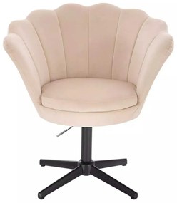 LuxuryForm DESIGN Kreslo FREY VELUR na čiernom kríži - krémové