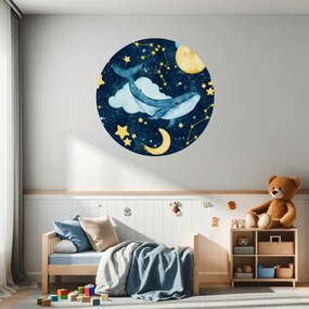 PIPPER. Veľryba na hviezdnej oblohe - textilná nálepka na stenu Veľkosť: 100 cm