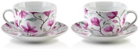 Porcelánová šálka s podšálkou Joy Pink 245 ml sada 2ks