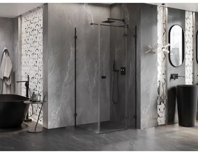 Mexen Lunar T výklopný sprchový kút pravý 110 x 110 cm, číre sklo, čierna matná, 834T-110-110-70-00-P